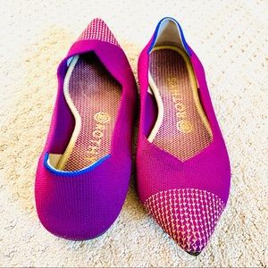 Magenta and gold toe Rothy’s